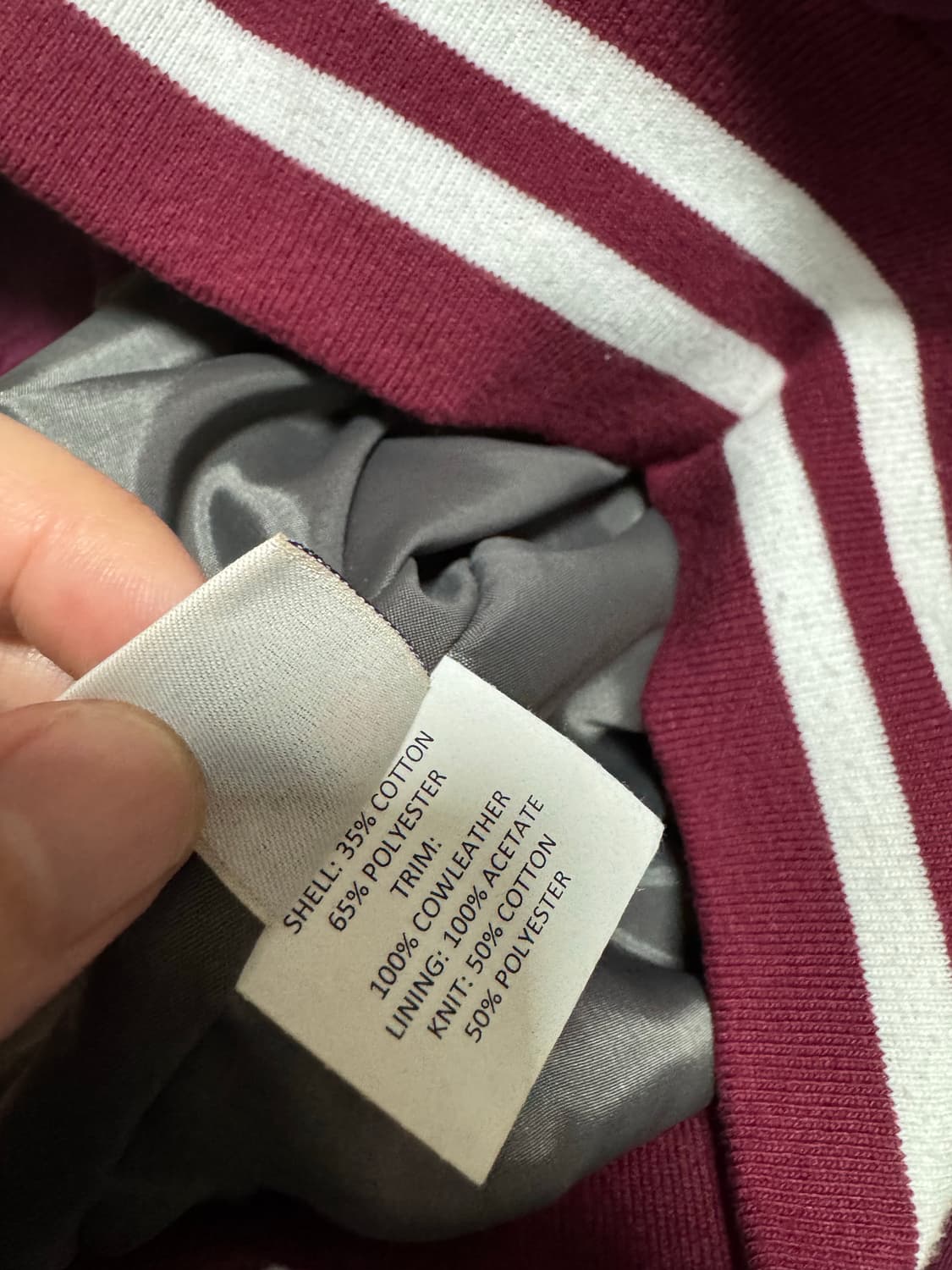 골든베어 코튼 바시티자켓 버건디 M사이즈 상품이미지7
