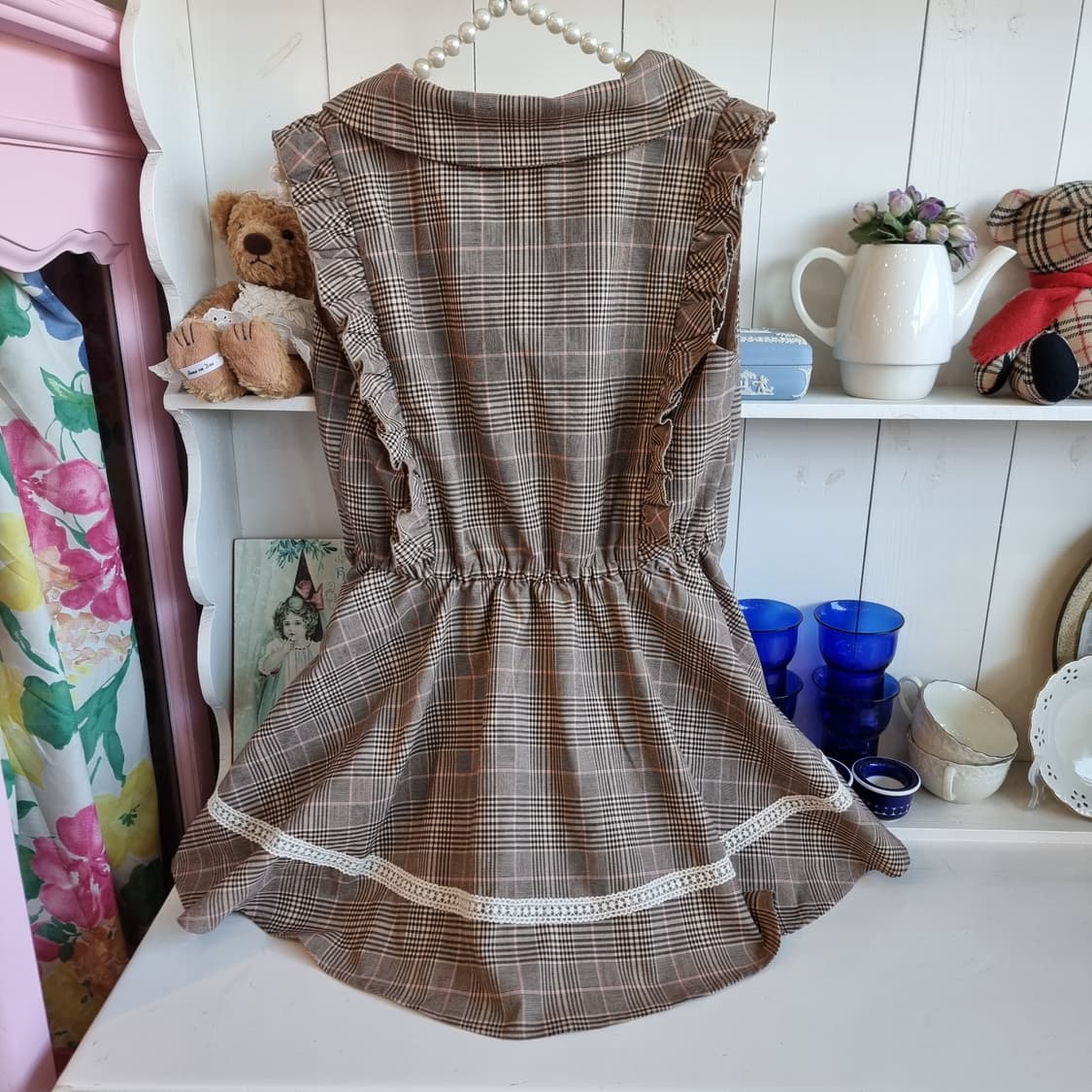 LIZ LISA(리즈리사) 초콜릿무드 체크 레이스 리본 원피스 상품이미지4