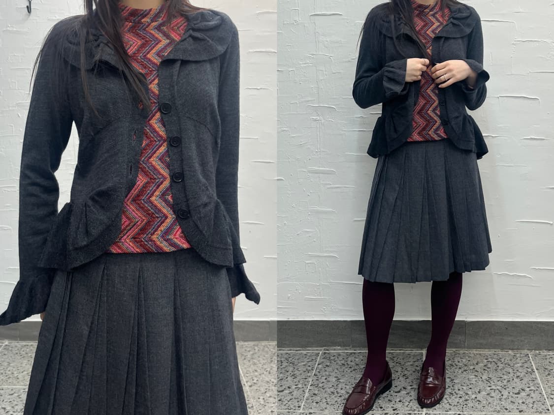 ruffle charcoal cardigan 상품이미지1