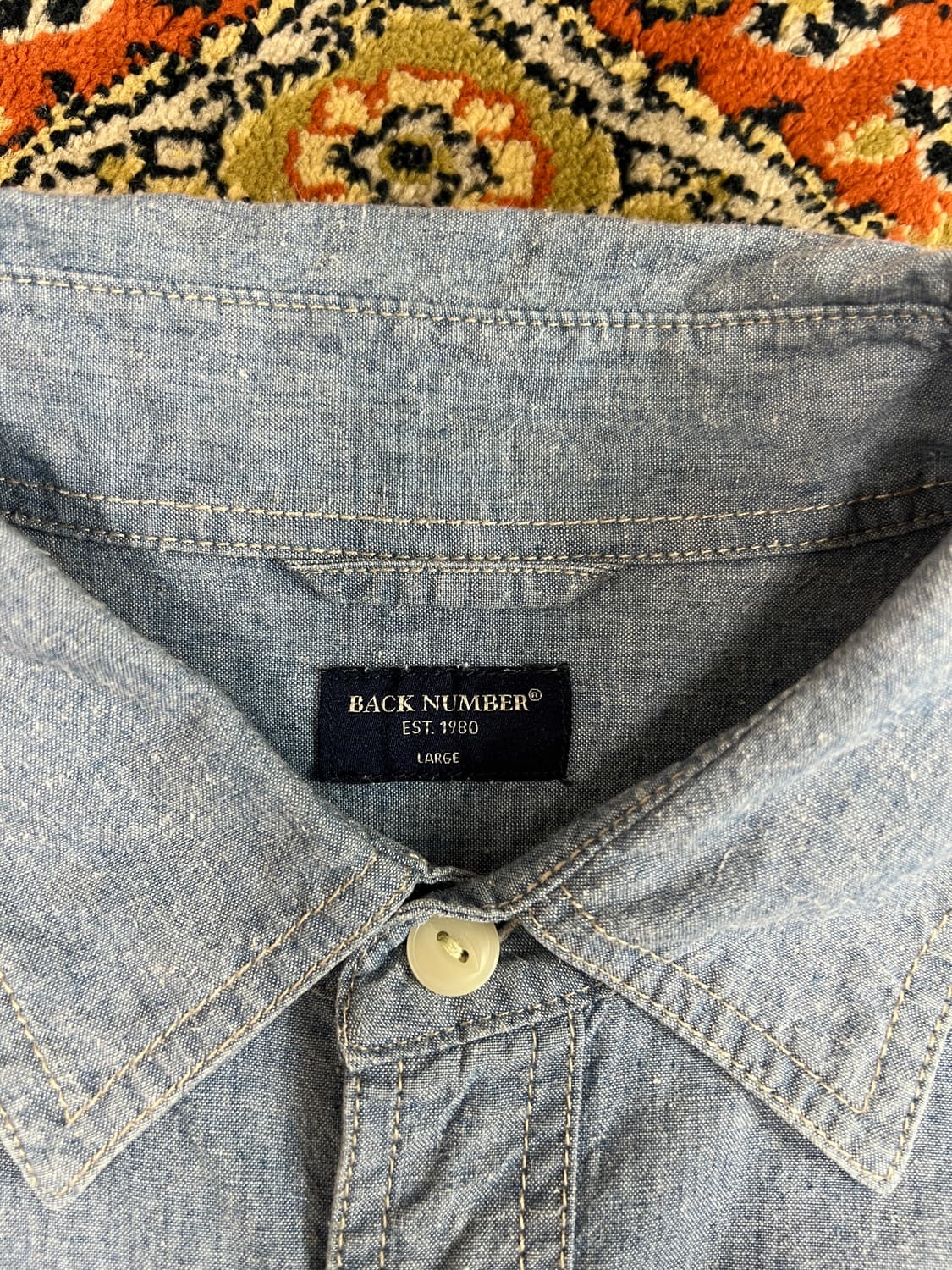 [L] BACK NUMBER 백넘버 샴브레이 셔츠 블루 상품이미지5