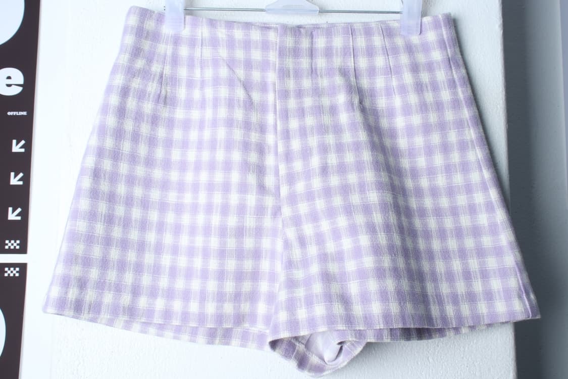 W(S-M) 자라 반바지 팬츠 체크 퍼플 숏 라벤더-P9939 상품이미지2