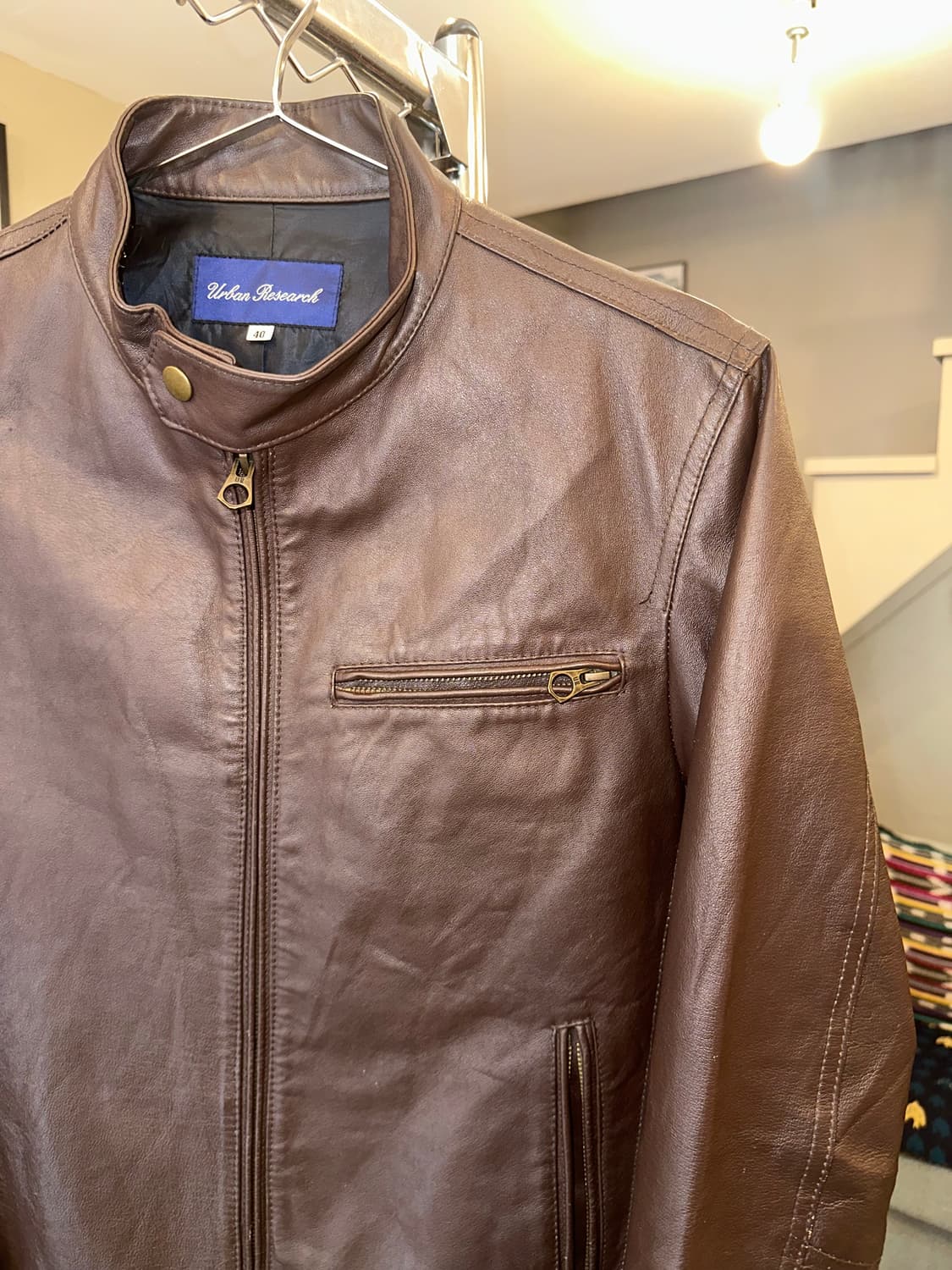 Urban Research brown rider leather JK 상품이미지5
