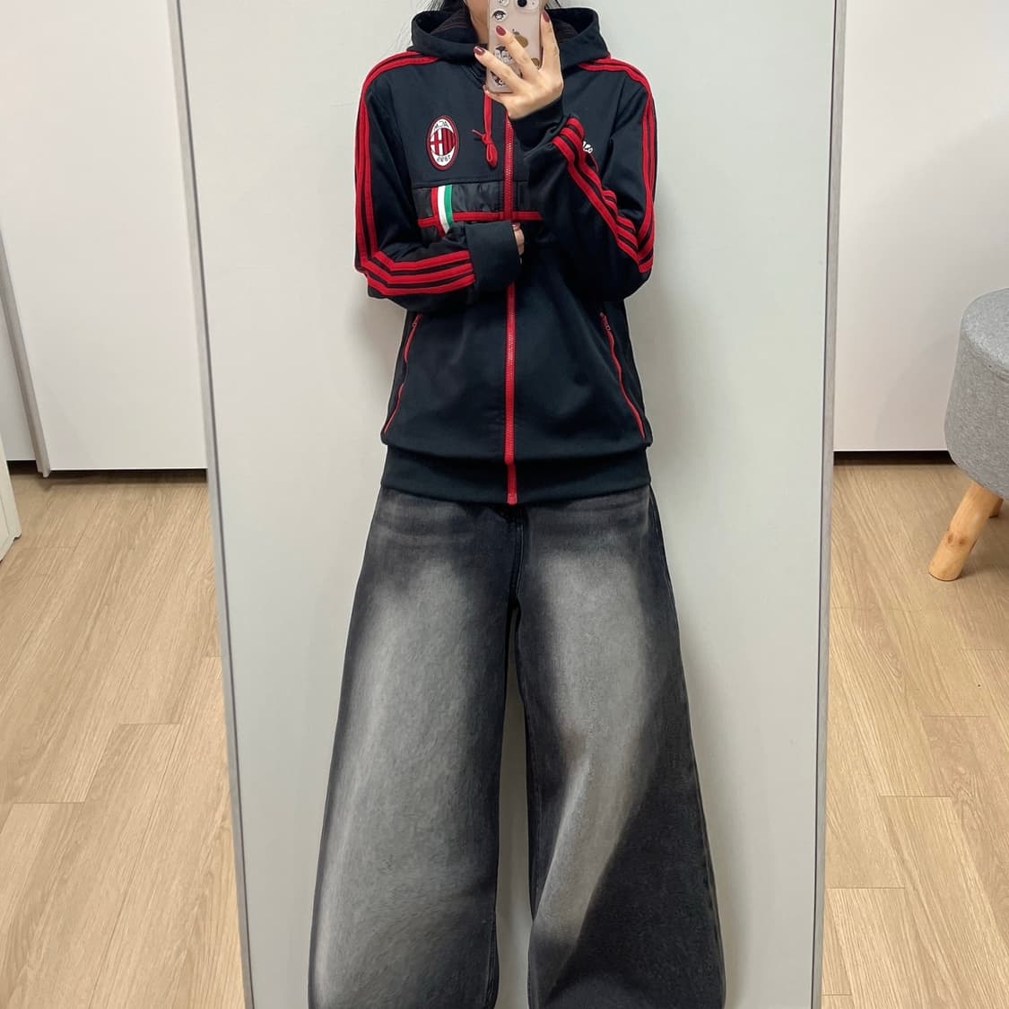 아디다스 12-13 AC밀란 앤섬 후드 트랙탑 져지 상품이미지1