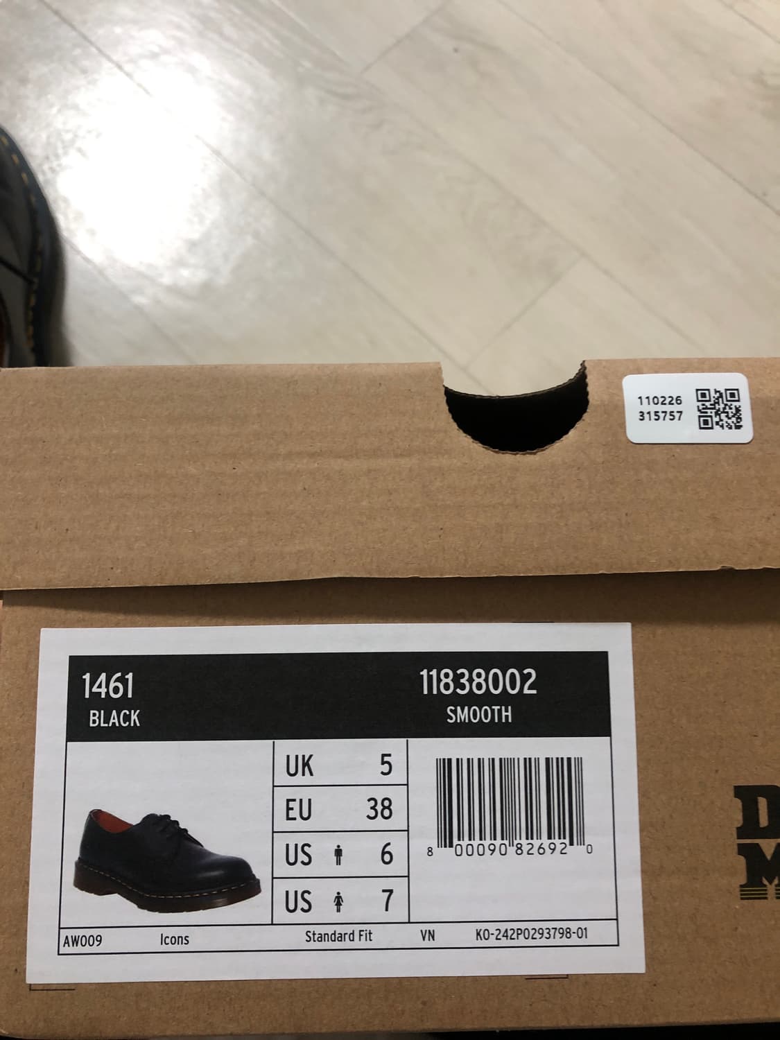 닥터마틴1461 스무스 블랙 상품이미지4