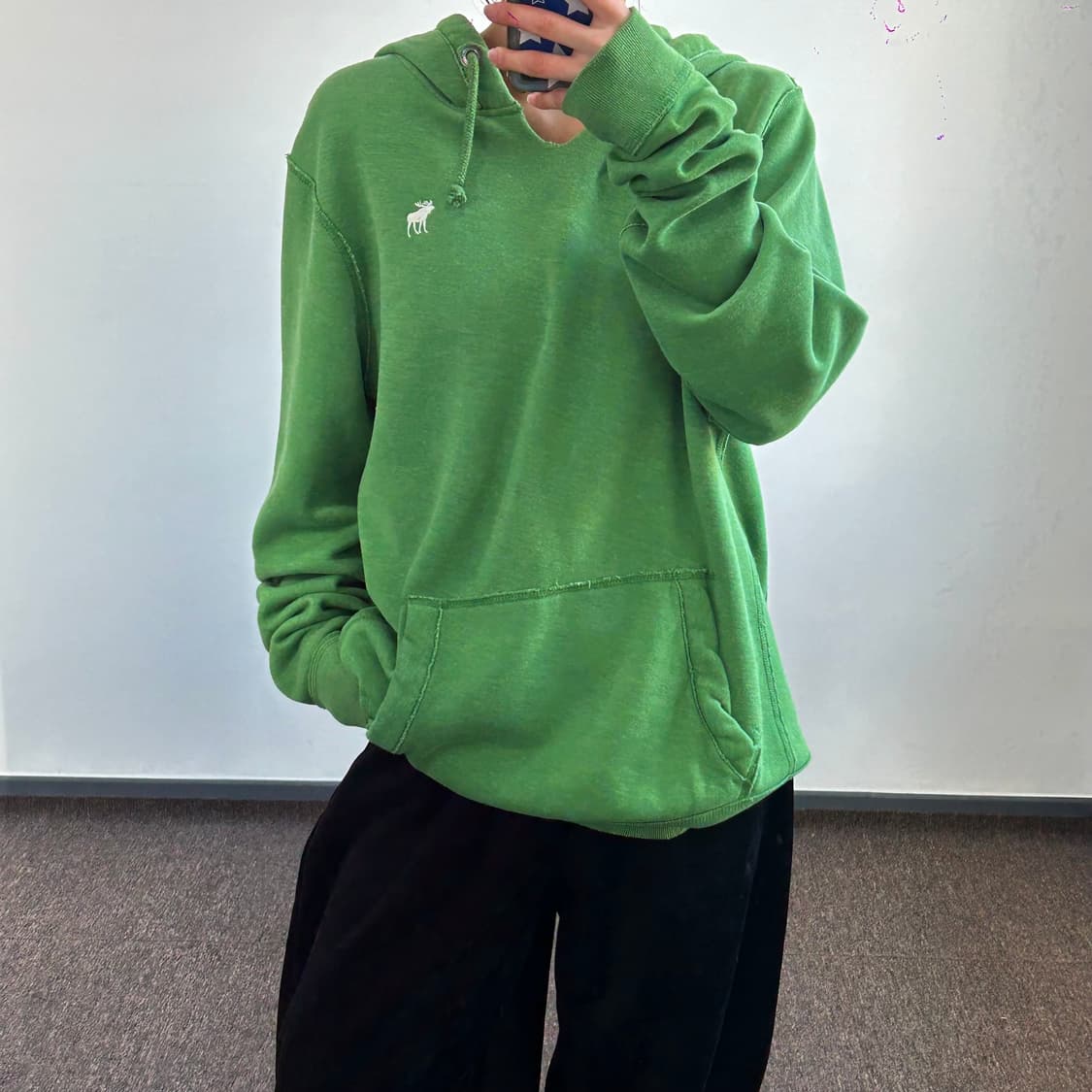 Abercrombie 아베크롬비 스몰로고 라이트그린 후드티 상품이미지2