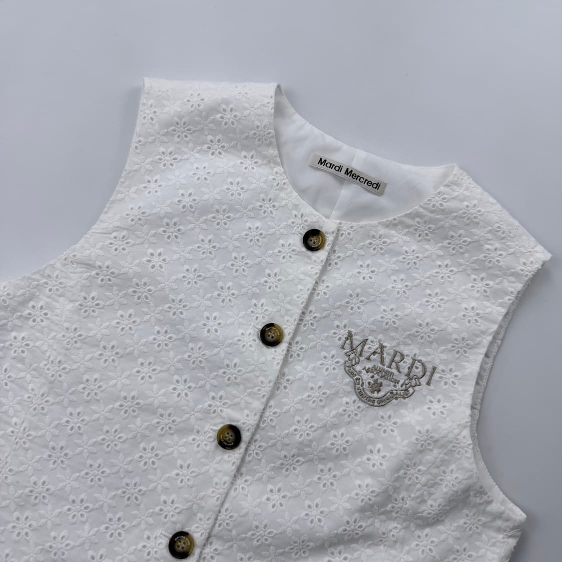 마르디메크르디 CLASSIC VEST EYELET_WHITE 상품이미지3