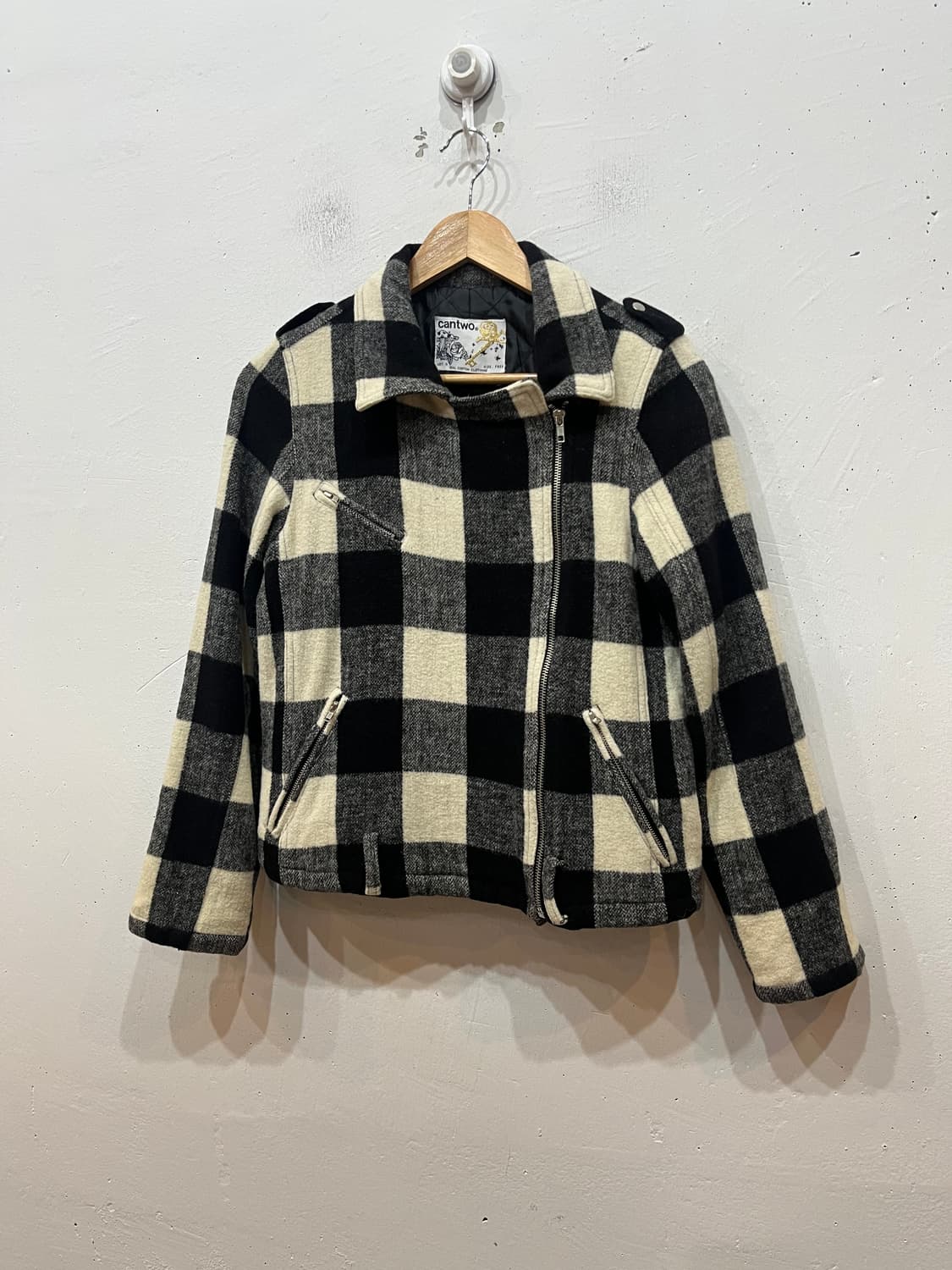 CANTWO JPN 체크 울 바이커 자켓 우먼즈  상품이미지1