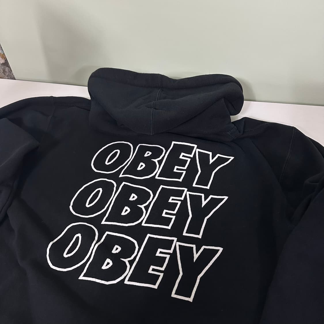 M 오베이 블랙 백로고 후드집업 상품이미지2