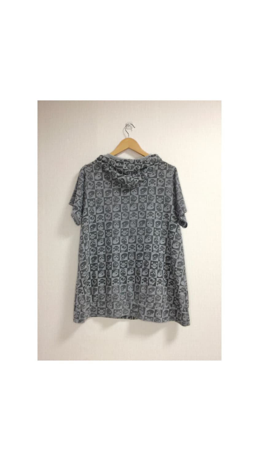 빈티지 스컬 프린팅 반팔 후드집업 상품이미지4