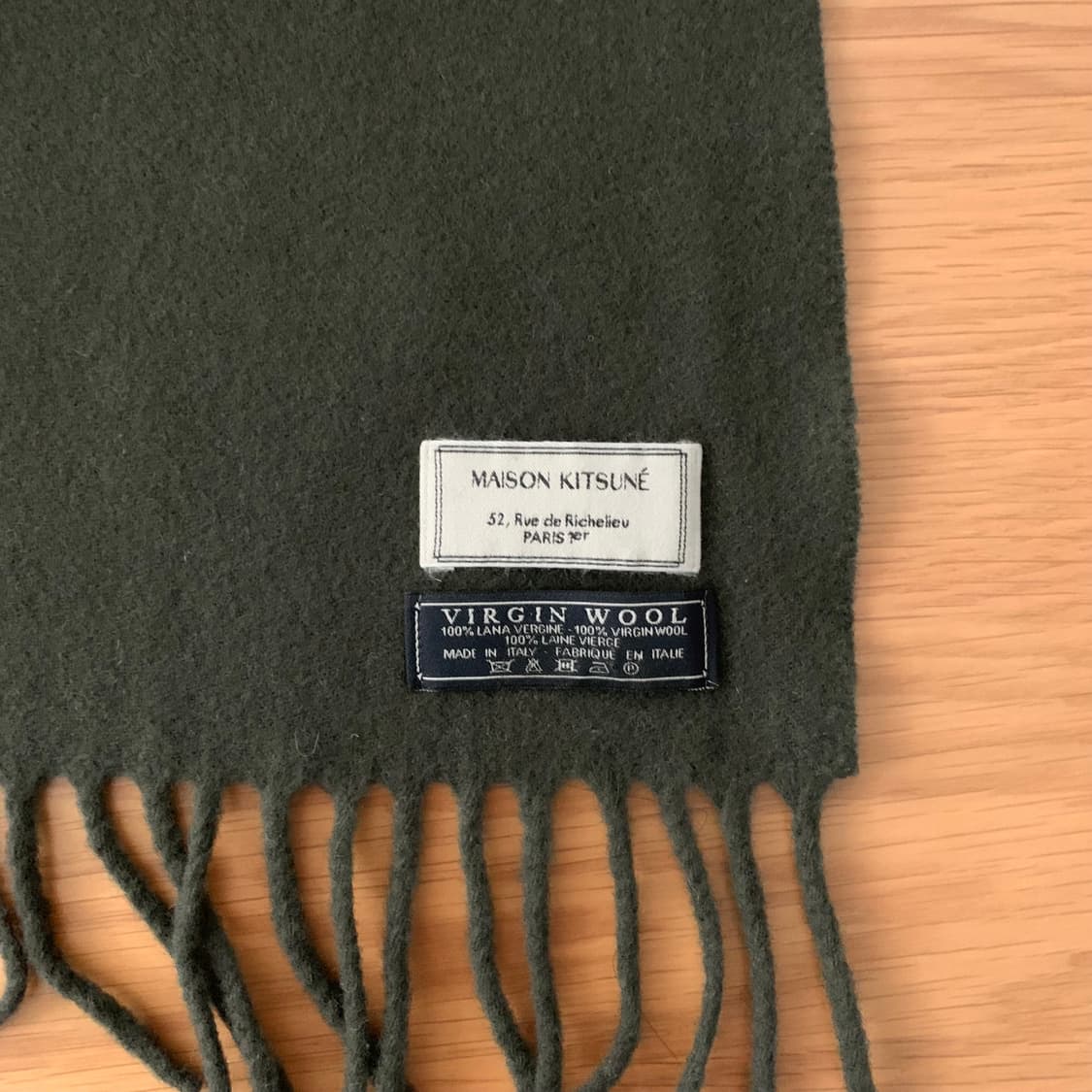 메종키츠네 폭스헤드 머플러 카키 상품이미지3