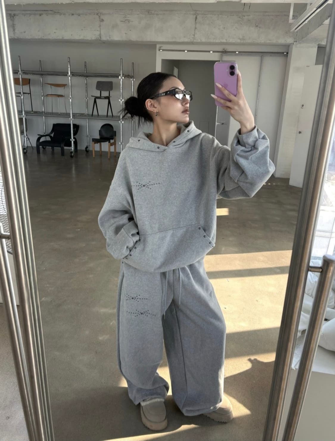 양기모 스터드 후드 셋업 상품이미지1