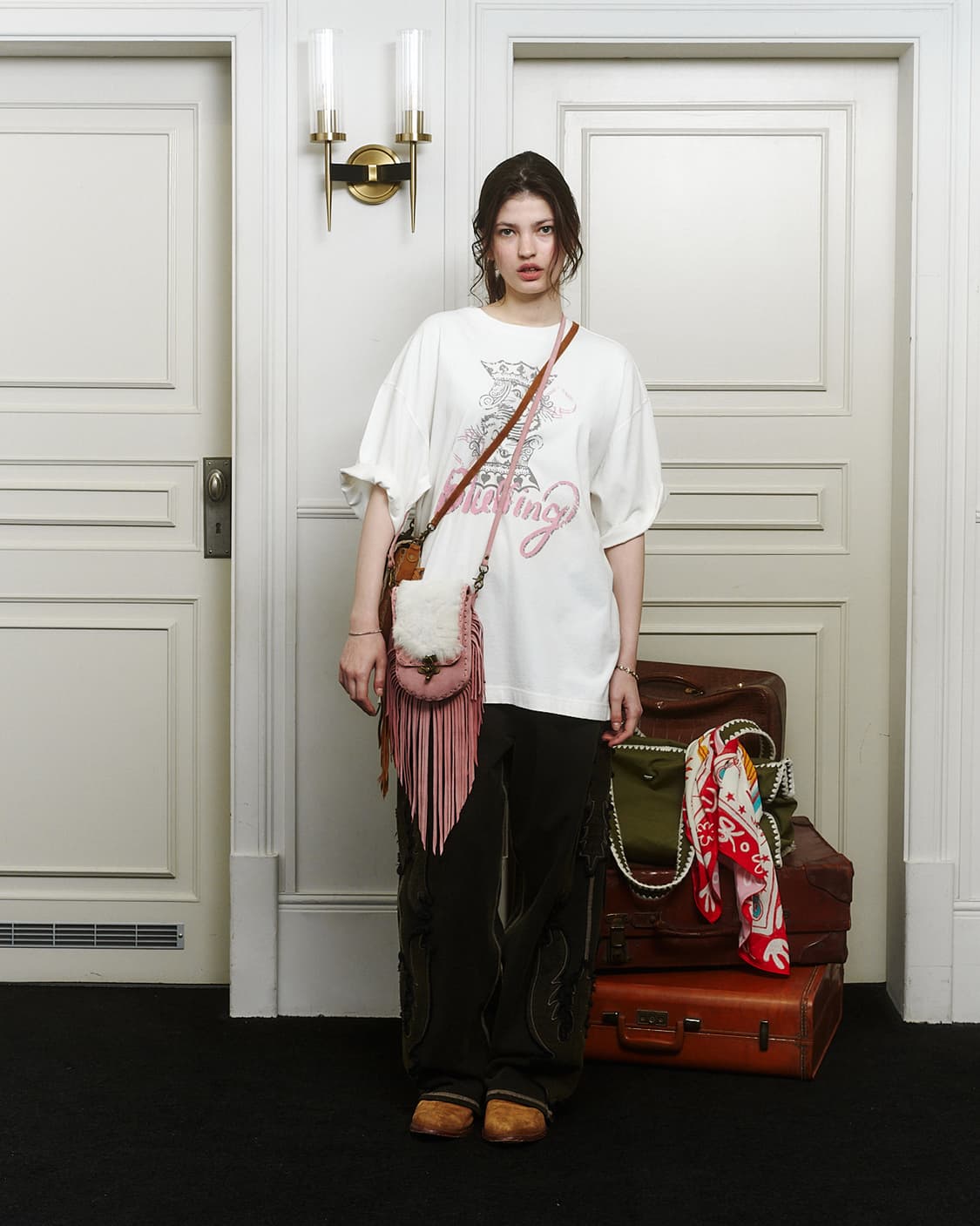 무라 아에르 웨스턴 크로스백 핑크 새상품 상품이미지2