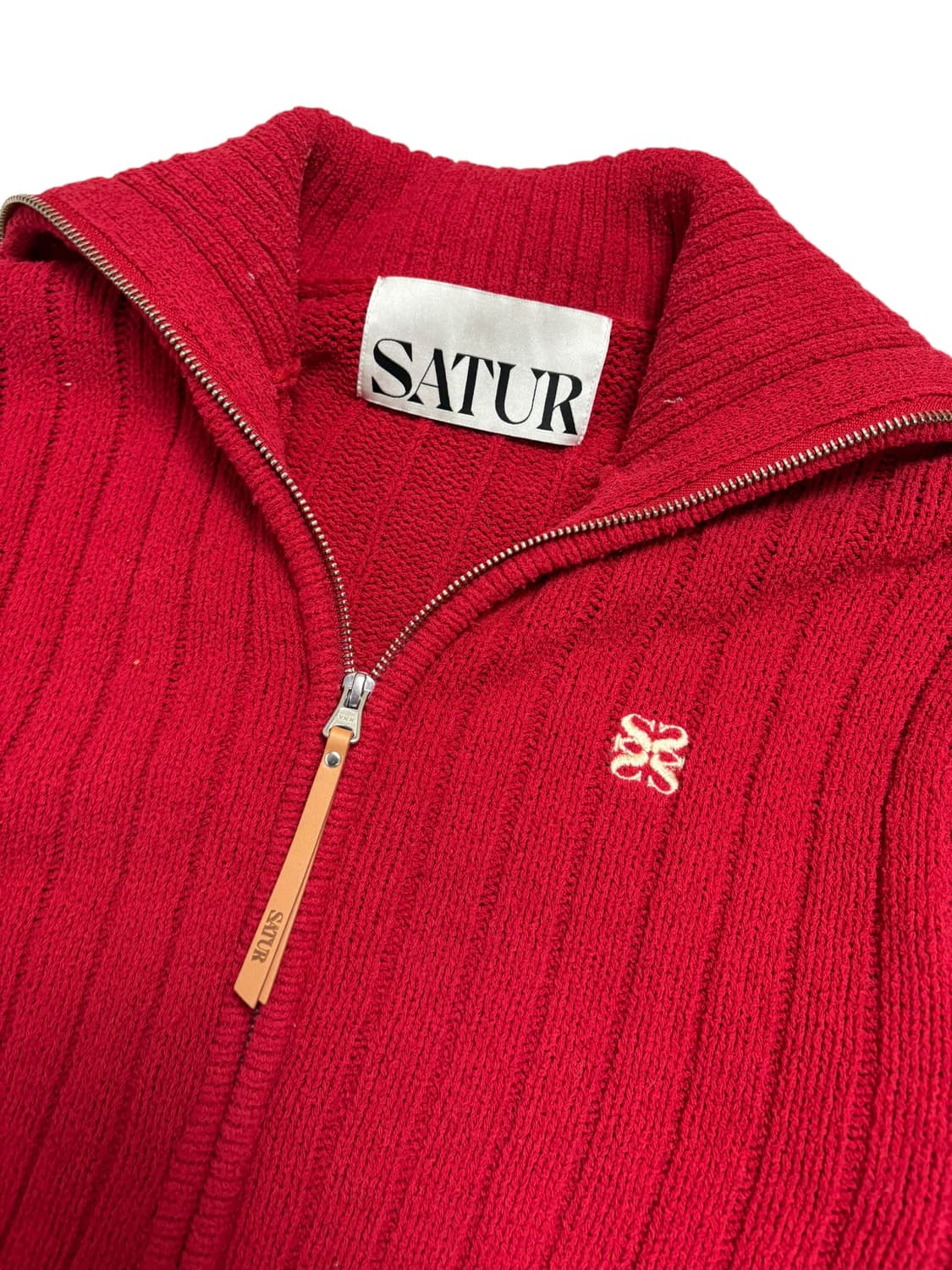 세터 니트 투웨이 집업 레드 상품이미지5