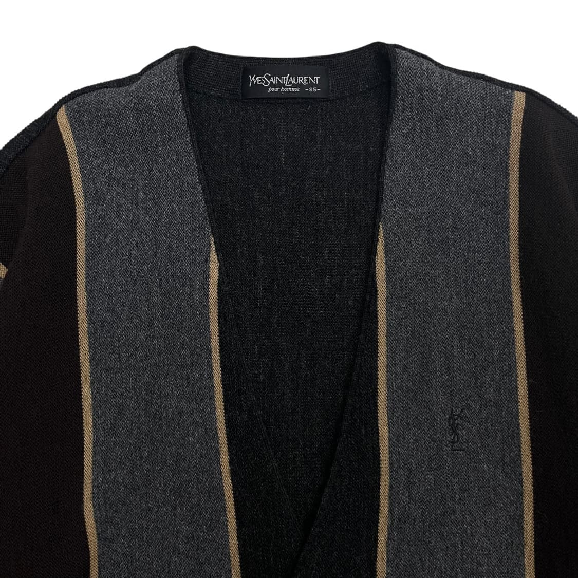 입생로랑 브라운 배색 차콜 가디건 95 상품이미지4