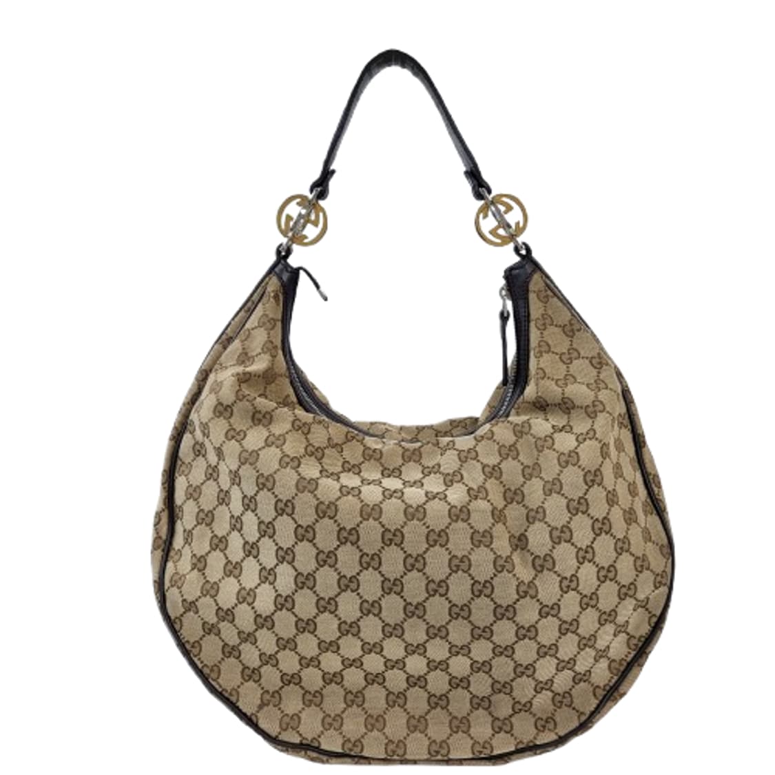 정품 구찌 232945 투톤 메탈 G로고장식 자가드 호보백 상품이미지1