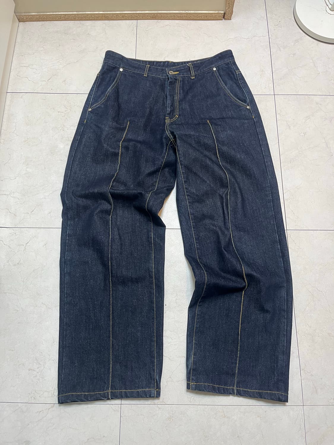 셔터 shirter 프론트 스티치 와이드 데님 34inch 상품이미지2