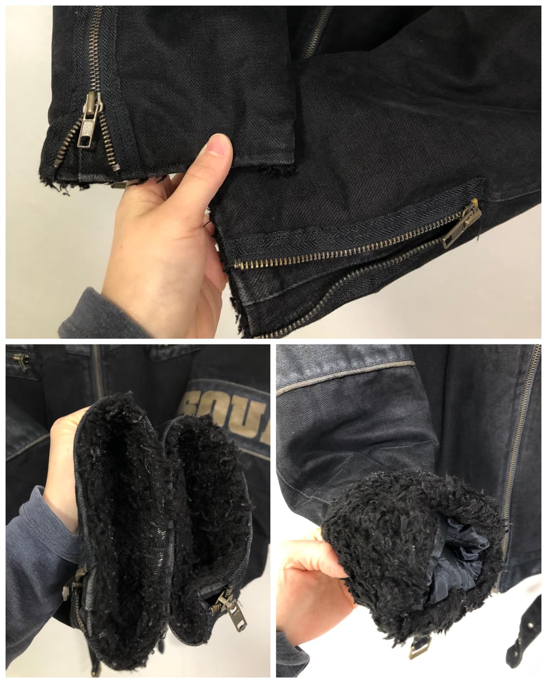 디스퀘어드2 빈티지 남성 양털카라 코튼 레이싱 바이커 자켓 _ 블랙 상품이미지4