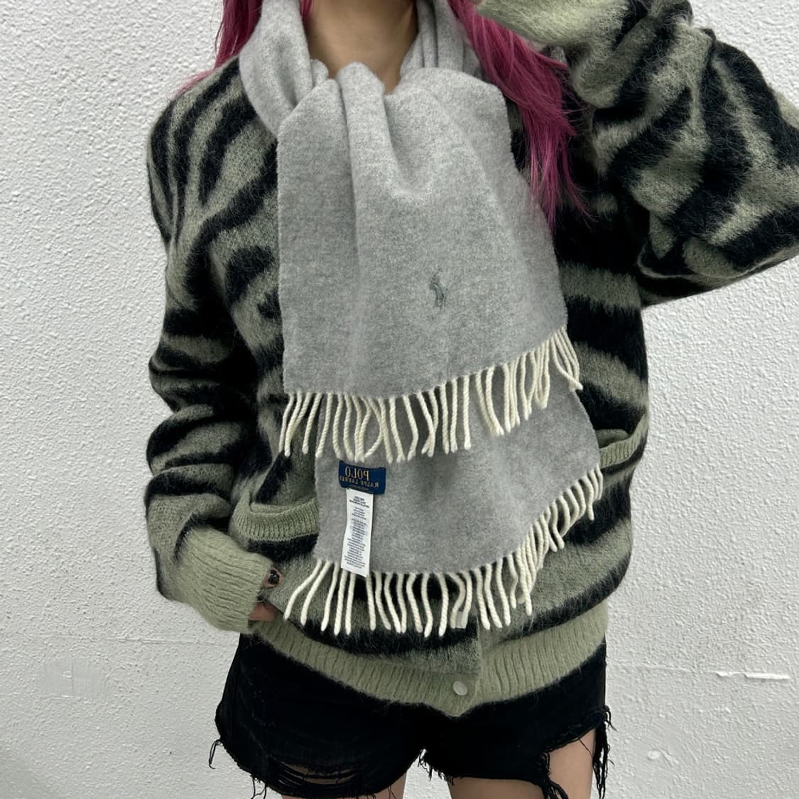 폴로 랄프로렌 네이비포니 연그레이 앙고라 머플러 상품이미지2