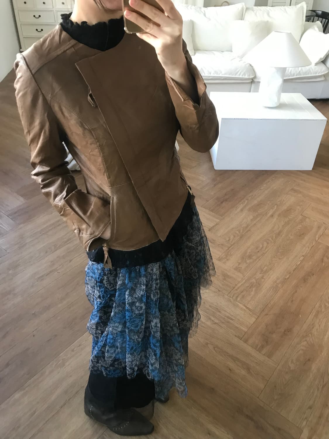 vintage slim fit leather jacket 상품이미지1