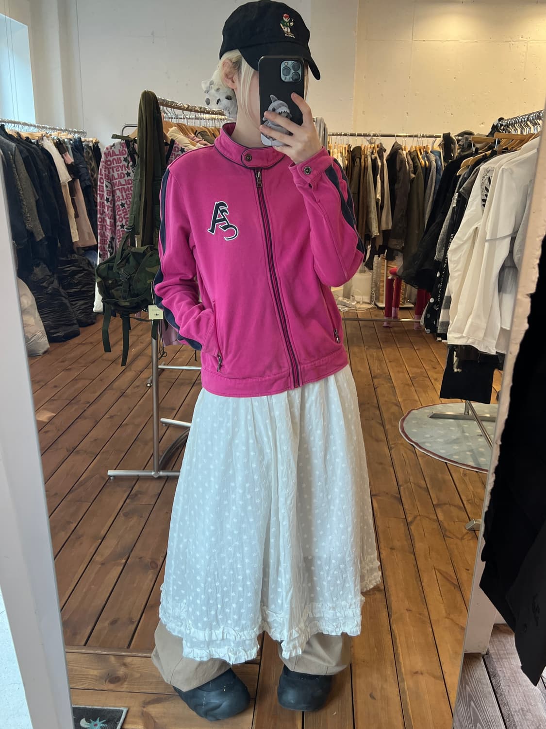 Asics 로고 딥 핑크 집업 상품이미지4