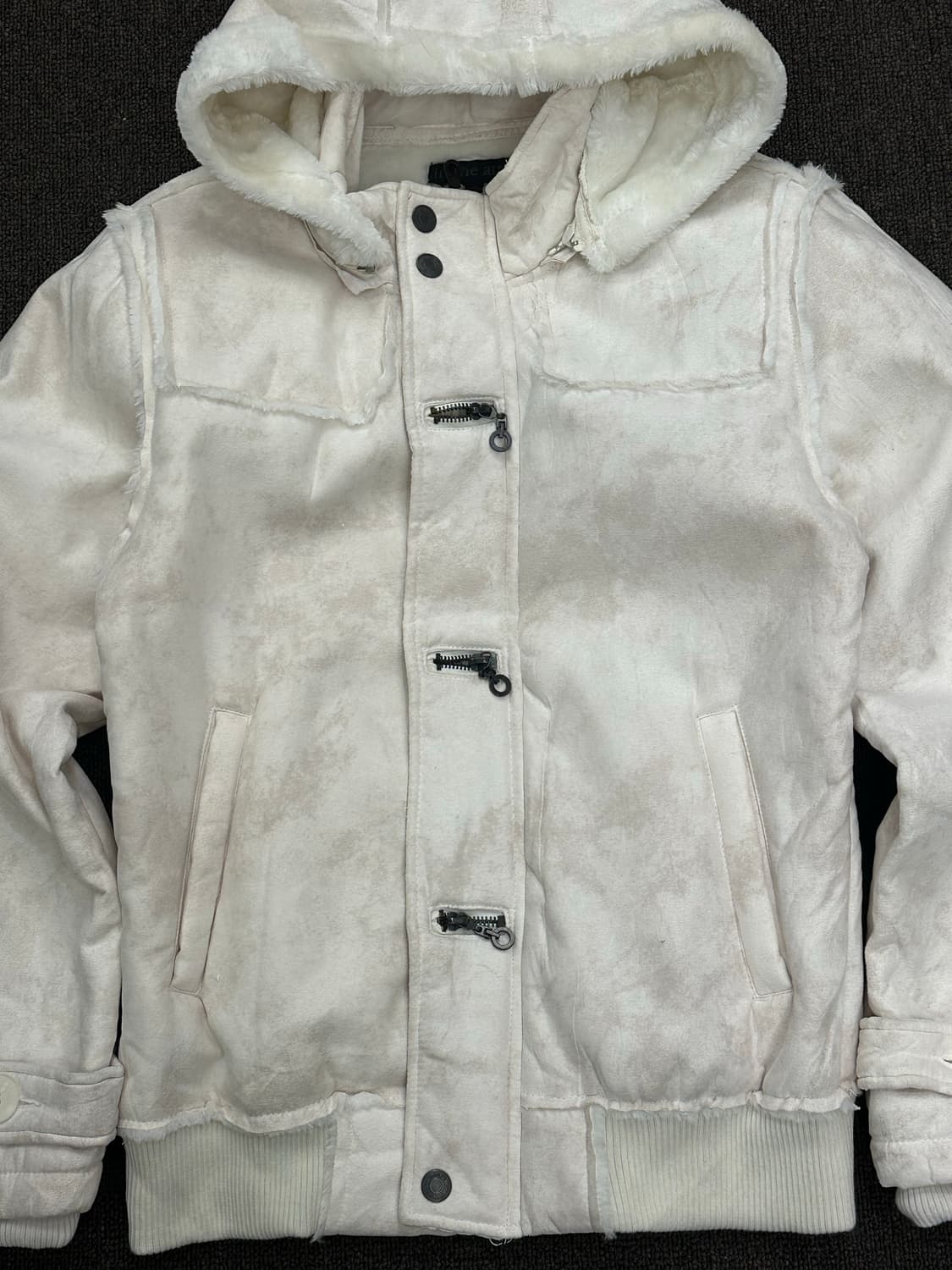 L)In the attic 빈티지 스노우 화이트 후드 코트 상품이미지5
