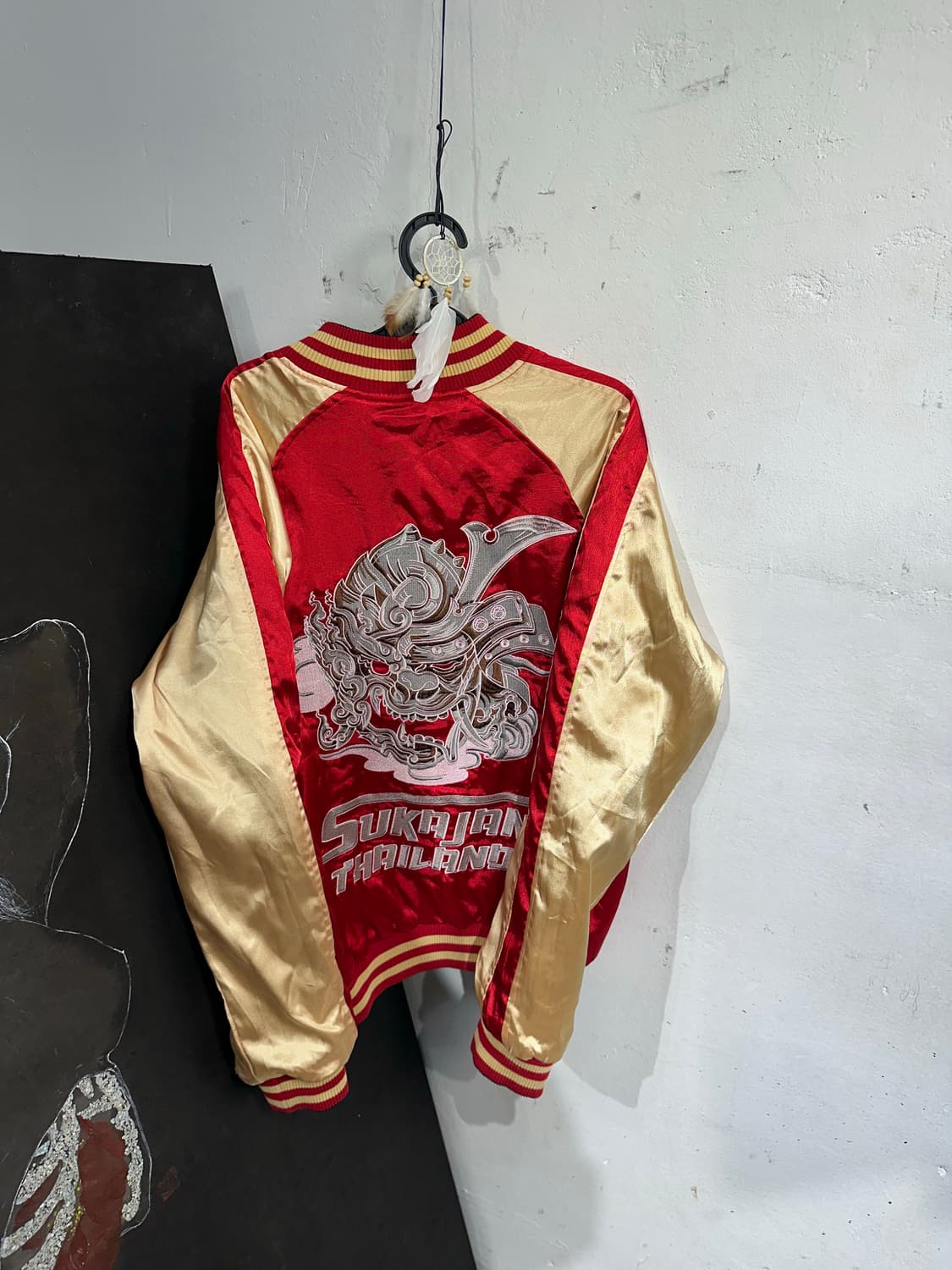 Jpn 일본빈티지 오리엔탈 태국 양면 검빨 스카잔 자켓 상품이미지10