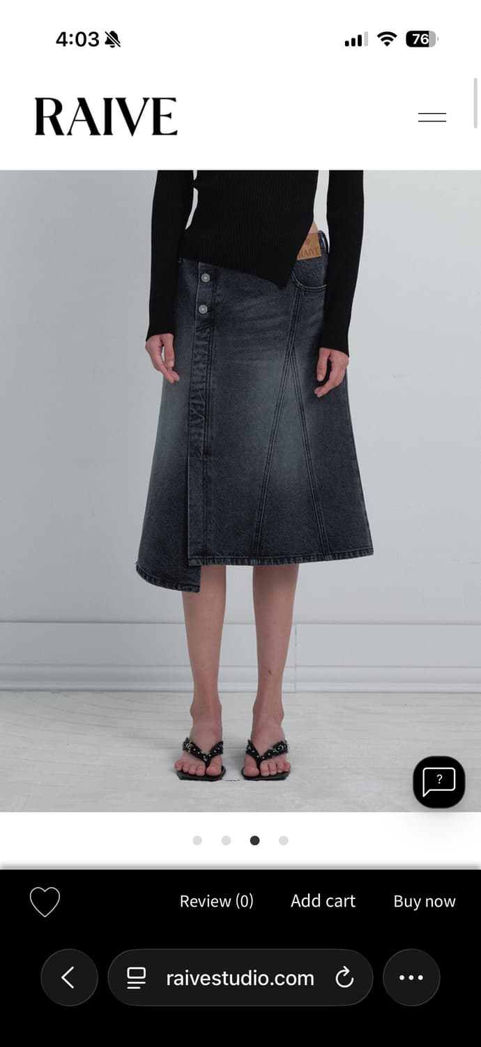 레이브 언발 미디 데님 스커트 상품이미지1