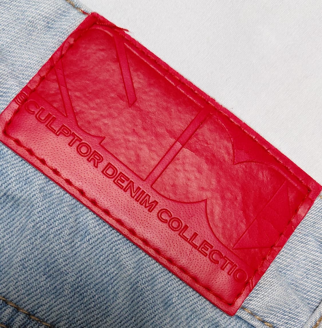 [S] 스컬프터 배색 와이드 데님 팬츠 (라이트 블루) 상품이미지8