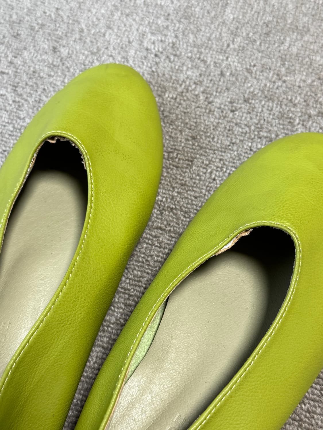 vintage 연두색 양가죽 플랫 230 상품이미지5