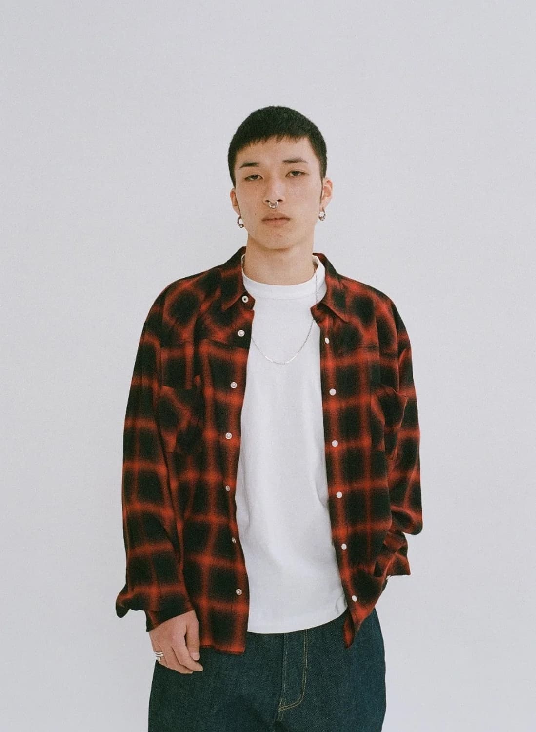 bedwin 베드윈 옴브레 체크 레이온 셔츠 상품이미지5