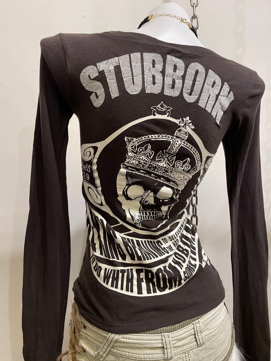 d.i.a 다이아 스컬 프린팅 브라운 롱슬리브 펑크 갸루 y2k 상품이미지3