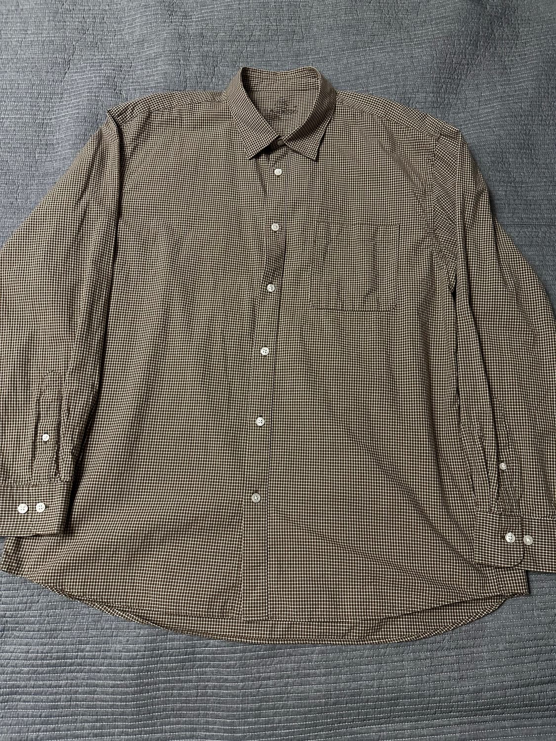 (XXL,착샷0) 무인양품 체크셔츠 브라운 상품이미지1