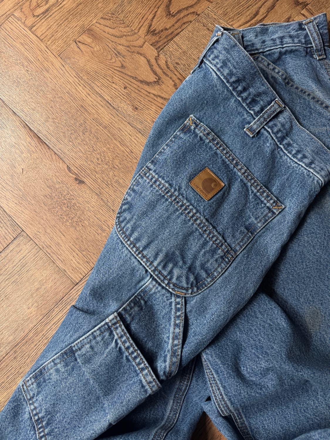 [35]칼하트 USA 미디엄블루 워싱 싱글니 카펜터 워크 데님 팬츠 상품이미지5