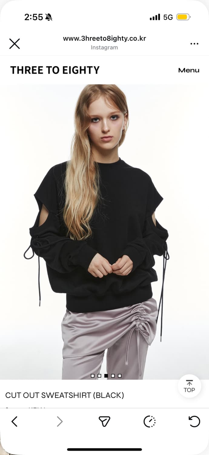 쓰리투에이티 컷아웃 티셔츠 블랙 상품이미지3