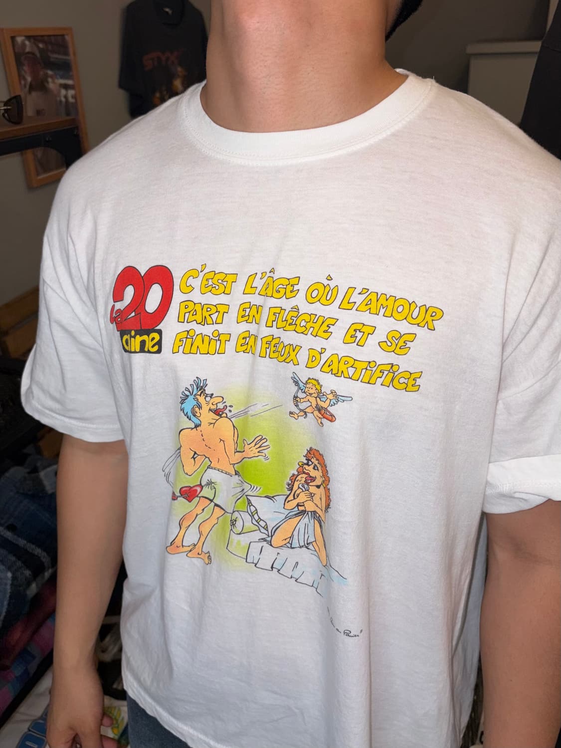 90‘s France Erotic cartoon humor print T 상품이미지3