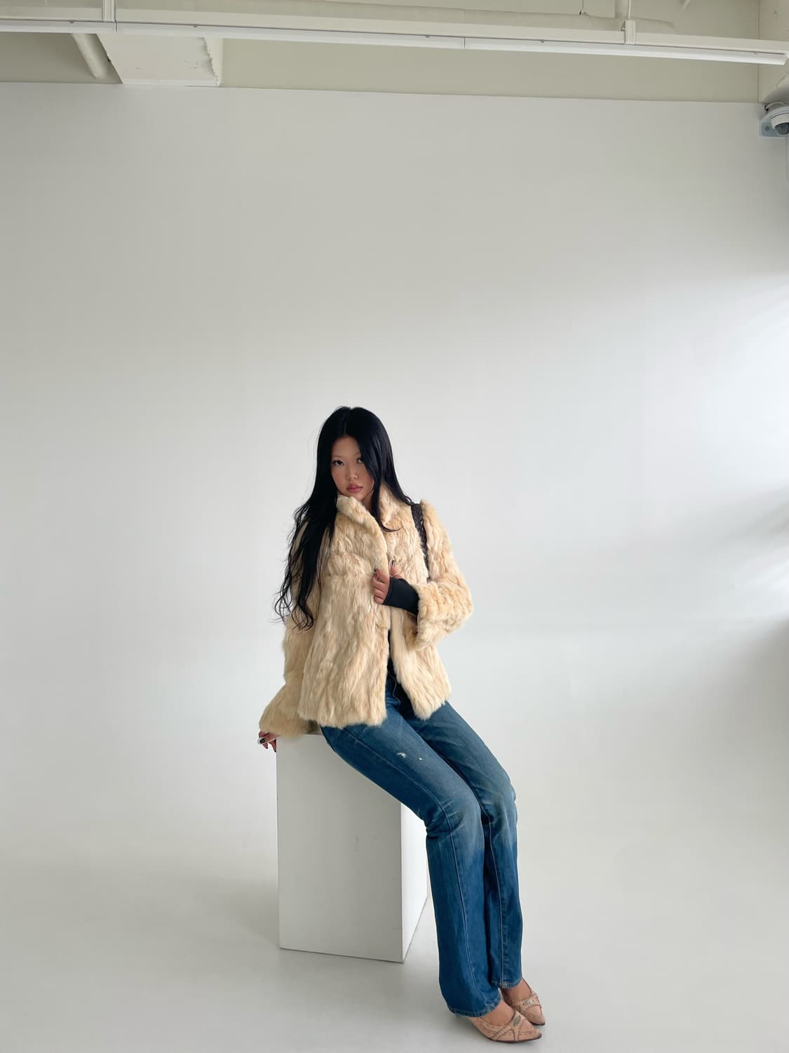 Beige Rabbit Fur Coat  상품이미지4