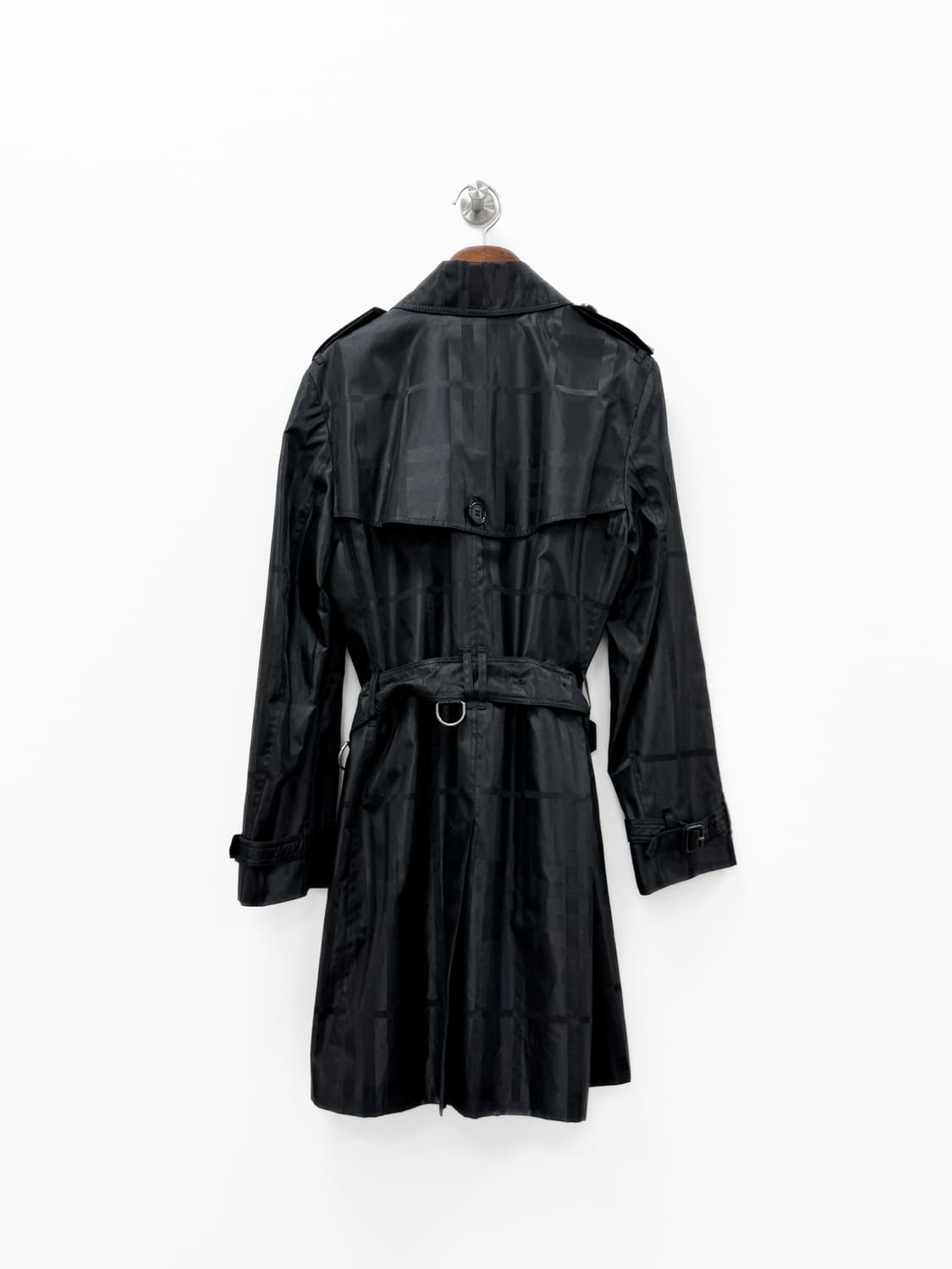 버버리 브릿 블랙 체크 폴리 트렌치코트 상품이미지3