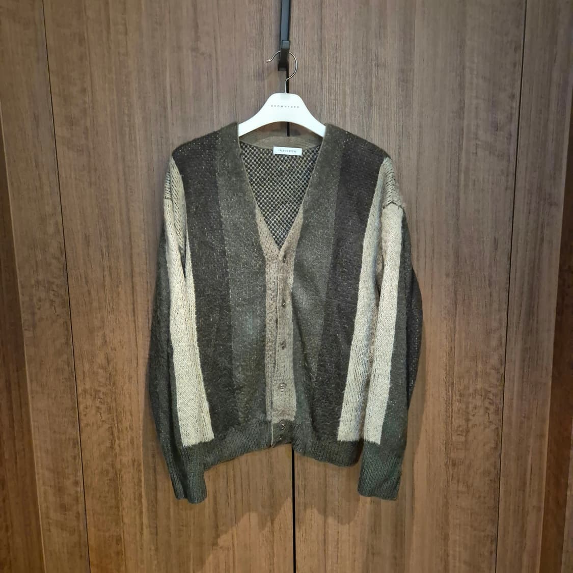 FREAK'S STORE 올리브 스트라이프 니트 가디건 상품이미지1