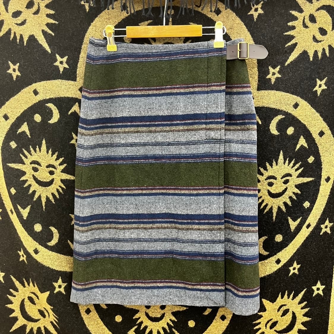 빈티지 하구미 에스닉 히피 스트라이프 벨티드 미디스커트 K0126 상품이미지3