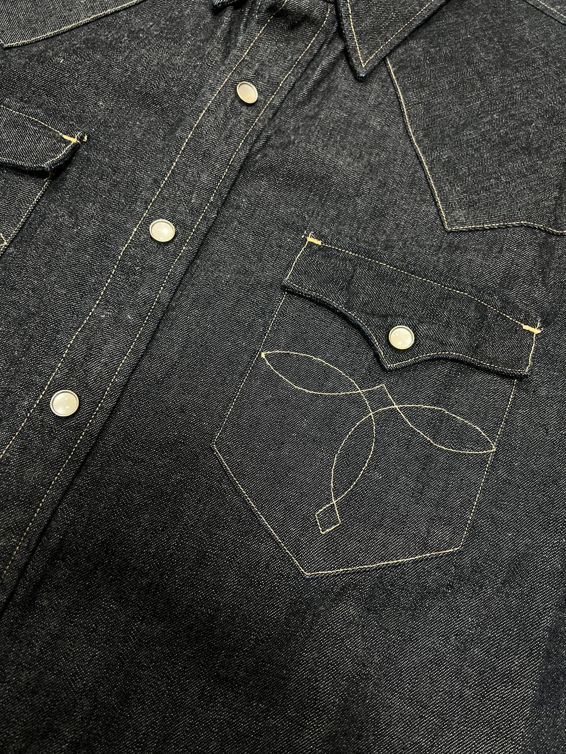 택포25) RRL 더블알엘 데님 웨스턴 셔츠 린스드 원워시 L 상품이미지4