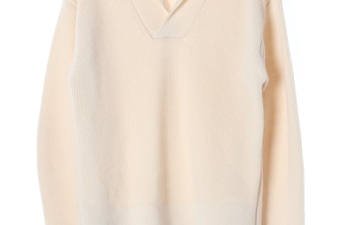 르메르 울100% 크림 아이보리 숄카라 브이넥 니트 스웨터 상품이미지4