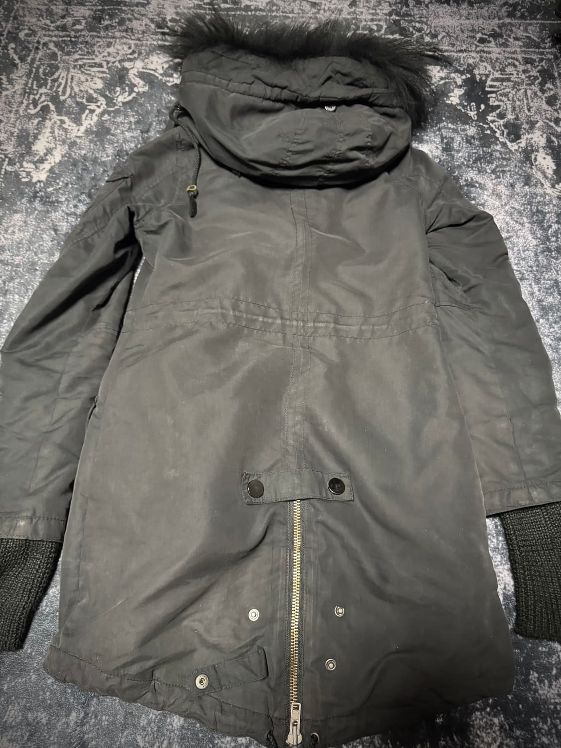 SLY Zipper detail black fur long jacket 상품이미지4