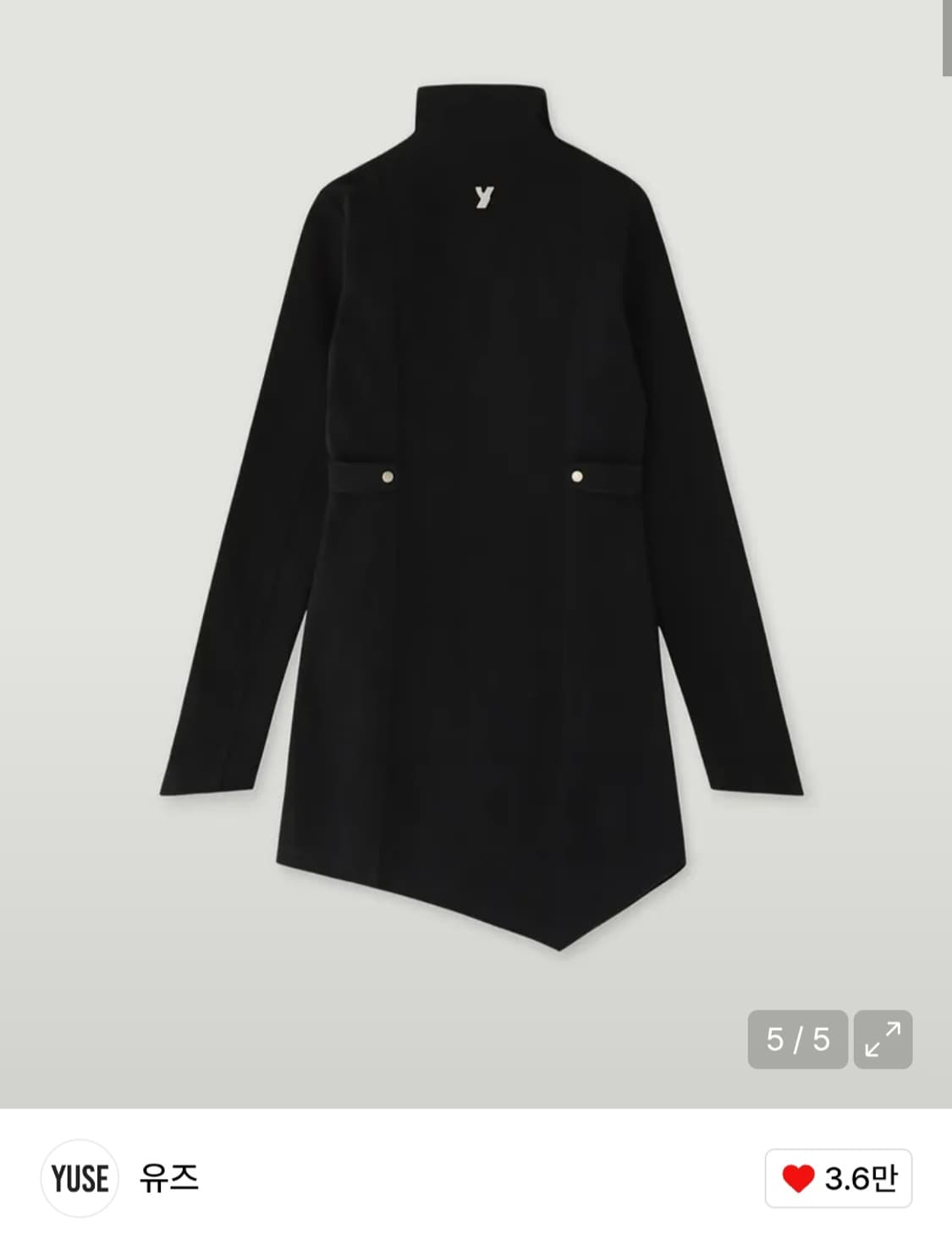 유즈 언발란스 집업 드레스 탑 블랙 상품이미지4