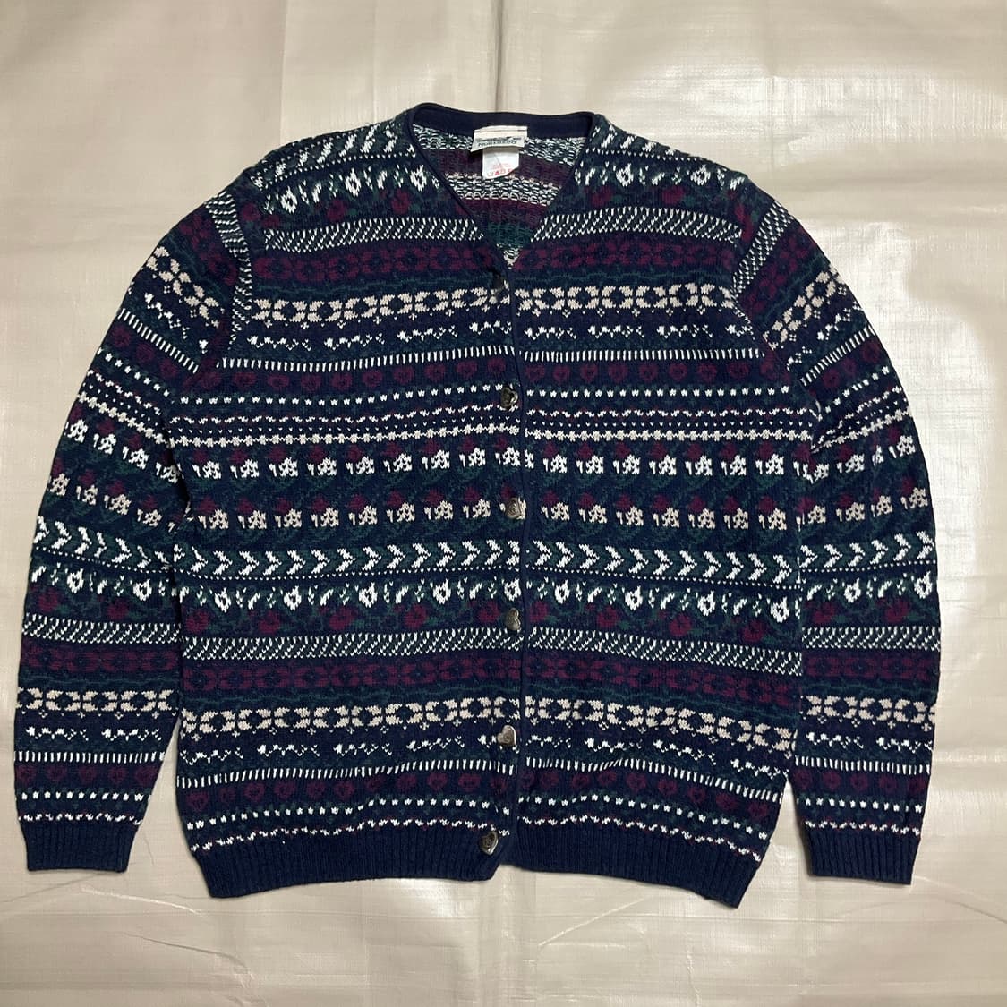 빈티지 페어아일 니트 가디건 L 상품이미지3