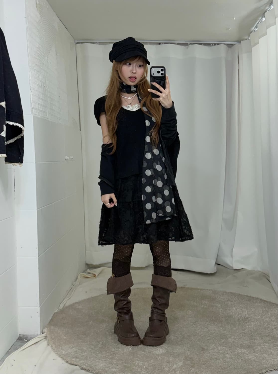 무채색 레이스 별패치 괴짜 니혼진 원피스 코디세트 상품이미지3