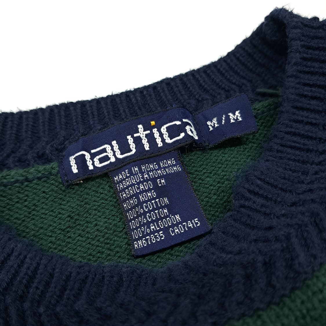 CL266 M 노티카 90s 홍콩판 코튼 아가일 네이비그린 니트 스웨터 상품이미지3