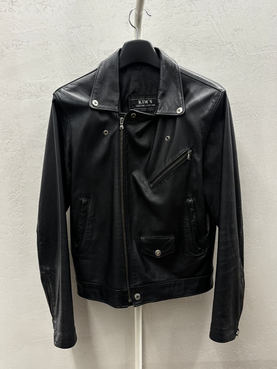 KIM'S 블랙 레더 라이더 자켓 상품이미지2