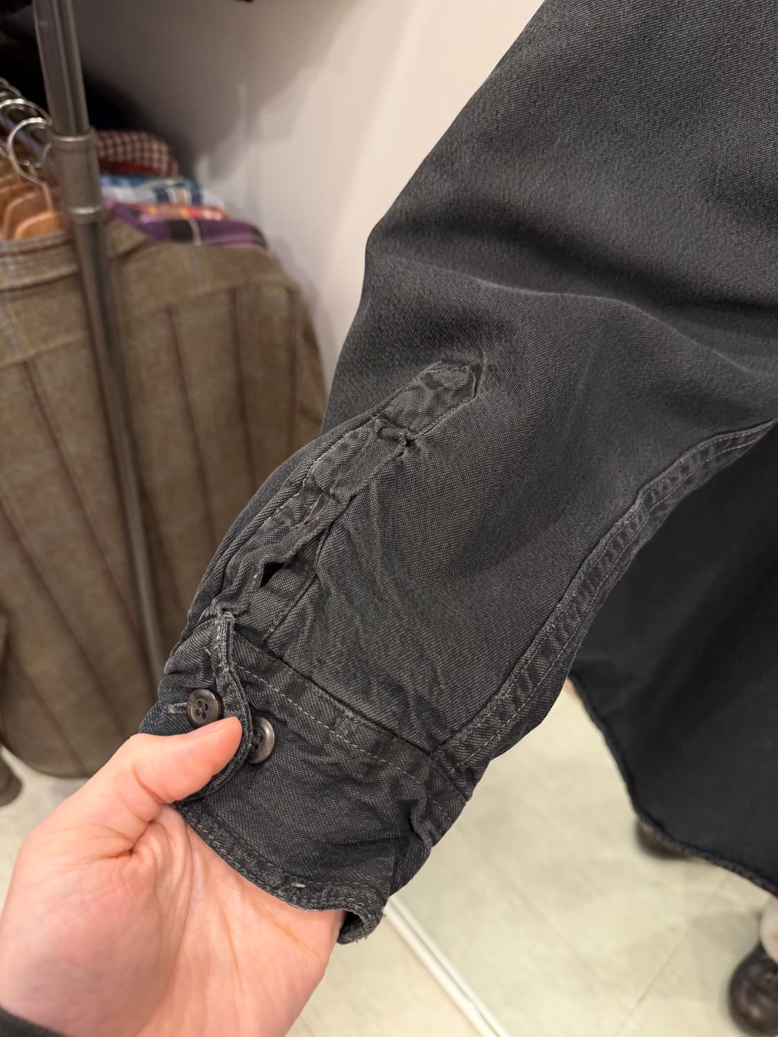 Stanley 빈티지 흑청 데님 플란넬 셔츠 상품이미지7