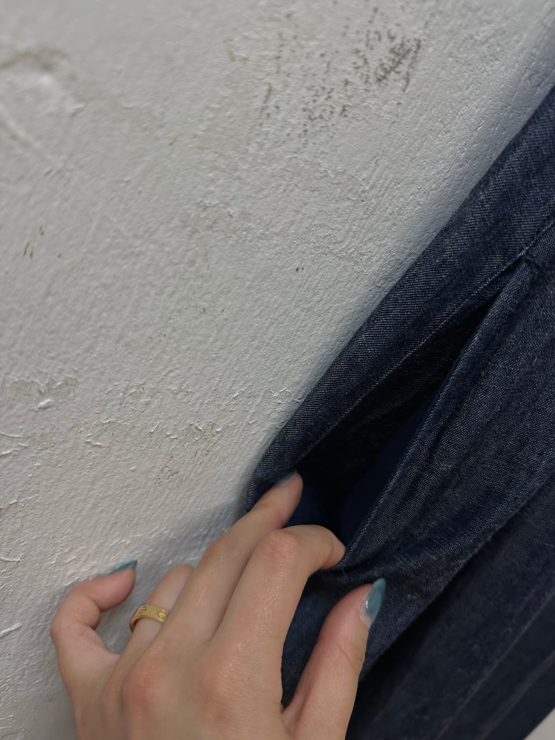 일본빈티지 Brillage 핀턱 데님 디테일 리오셀 린넨 혼방 원피스 상품이미지3