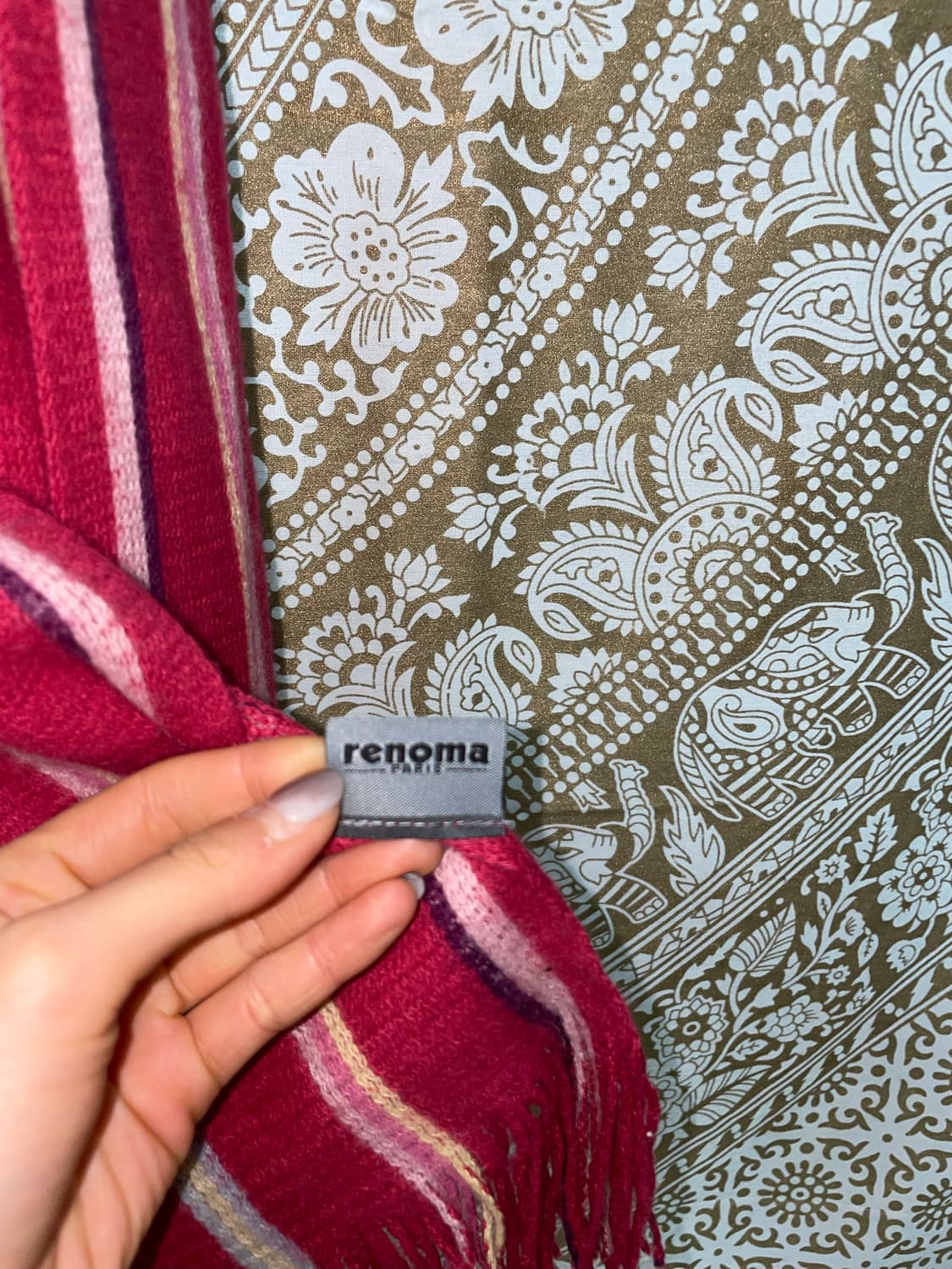 빈티지 핫핑크 스트라이프 머플러 목도리  상품이미지4